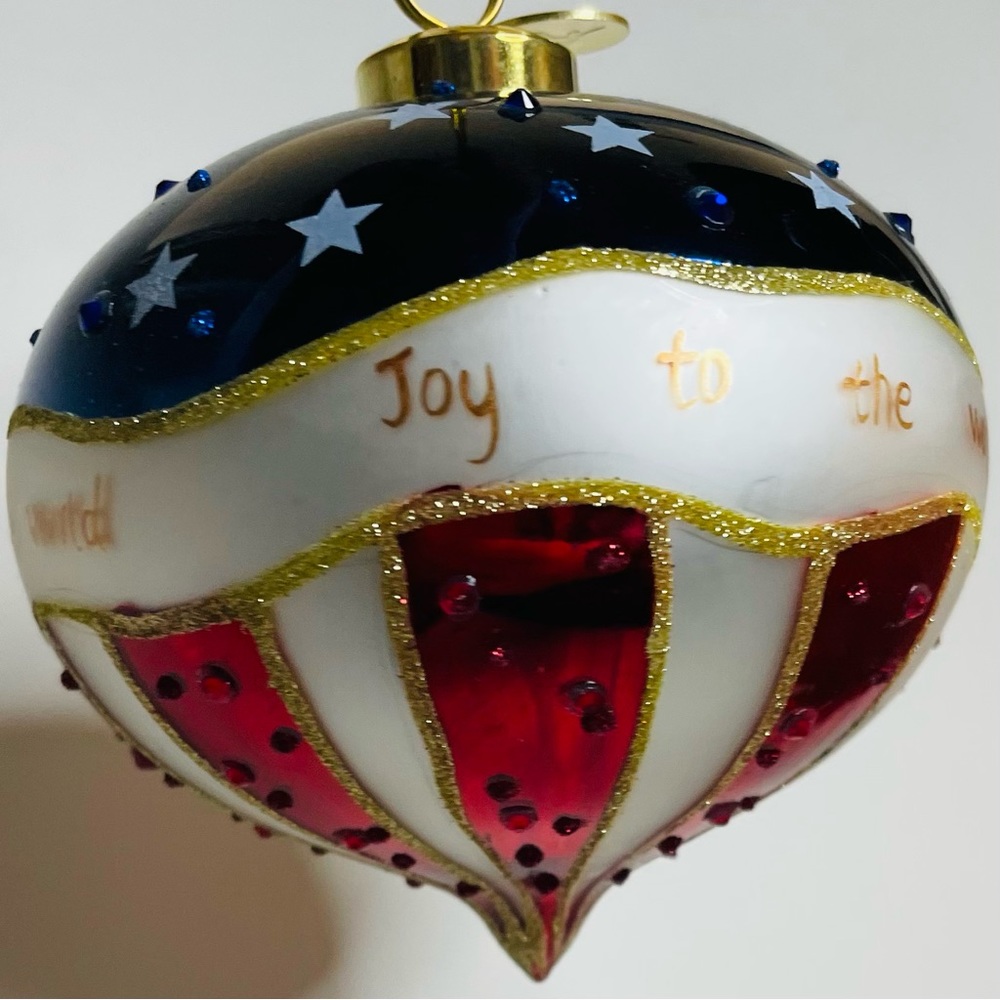 Rare 2013 Victoria Wieck Patriotic Christmas Ornament 3.5” w/ Swarovski Crystals